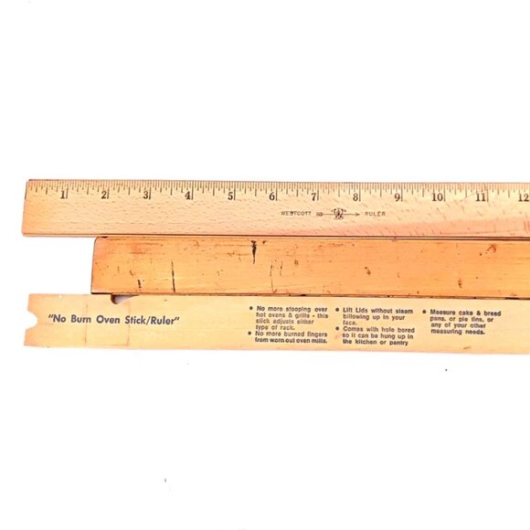Wooden Vintage Rulers -Westcott-Senco Rockdale Works -15 + -Lot of 3 Made In USA - Picture 7 of 7